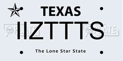IIZTTTS Texas License Plate