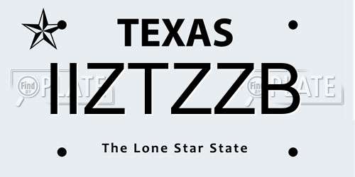 IIZTZZB Texas License Plate