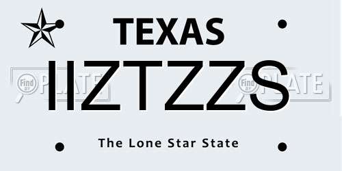 IIZTZZS Texas License Plate