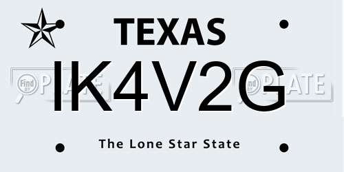 IK4V2G Texas License Plate