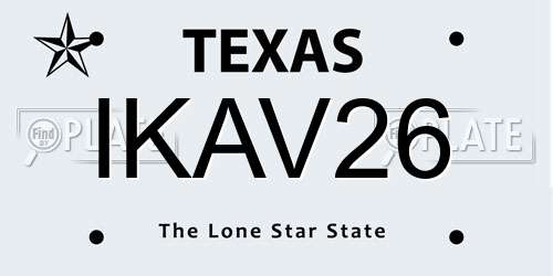 IKAV26 Texas License Plate