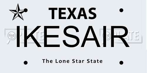 IKESAIR Texas License Plate