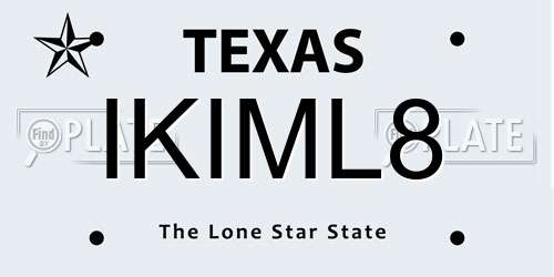 IKIML8 Texas License Plate