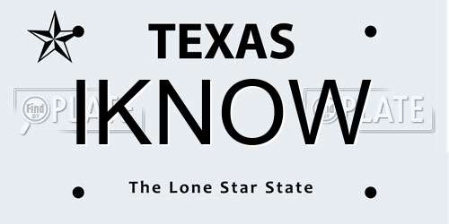 IKNOW Texas License Plate
