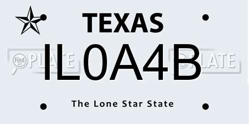 IL0A4B Texas License Plate