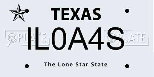 IL0A4S Texas License Plate