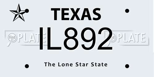 IL892 Texas License Plate