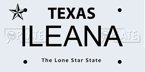 ILEANA Texas License Plate