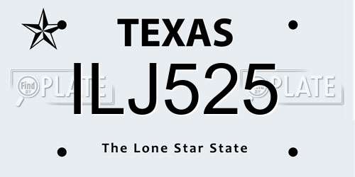 ILJ525 Texas License Plate