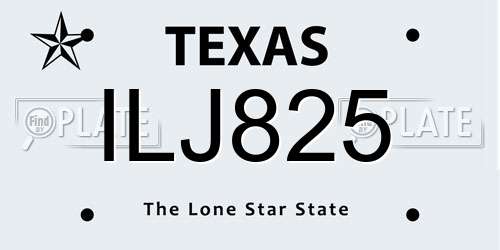 ILJ825 Texas License Plate