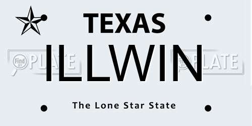 ILLWIN Texas License Plate