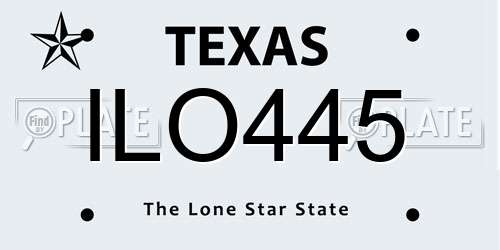 ILO445 Texas License Plate