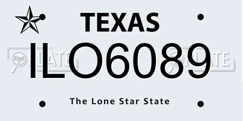 ILO6089 Texas License Plate
