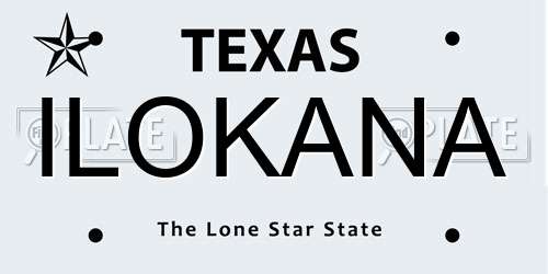 ILOKANA Texas License Plate