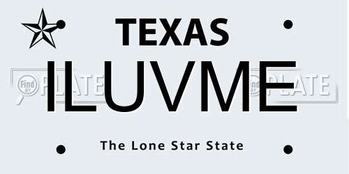 ILUVME Texas License Plate