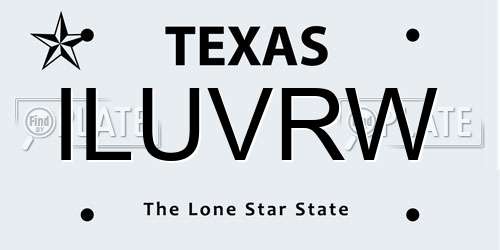 ILUVRW Texas License Plate