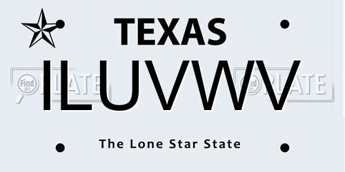 ILUVWV Texas License Plate