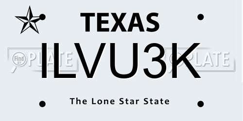ILVU3K Texas License Plate