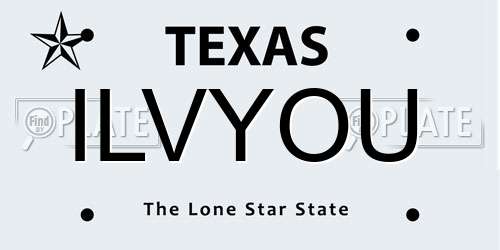 ILVYOU Texas License Plate