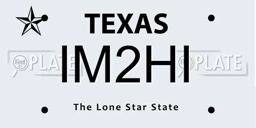IM2HI Texas License Plate