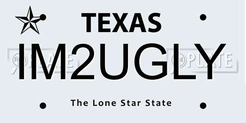 IM2UGLY Texas License Plate
