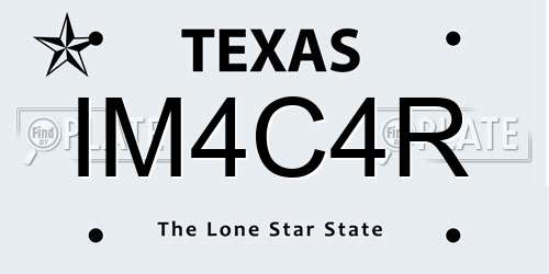 IM4C4R Texas License Plate