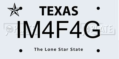 IM4F4G Texas License Plate