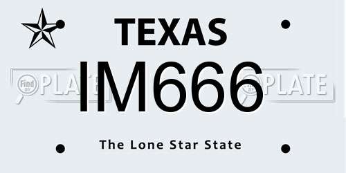 IM666 Texas License Plate