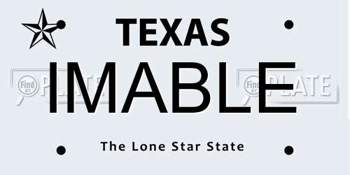 IMABLE Texas License Plate