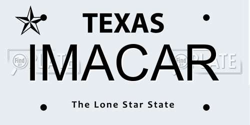 IMACAR Texas License Plate