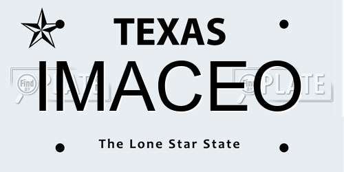 IMACEO Texas License Plate