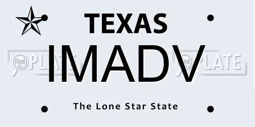 IMADV Texas License Plate