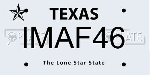 IMAF46 Texas License Plate