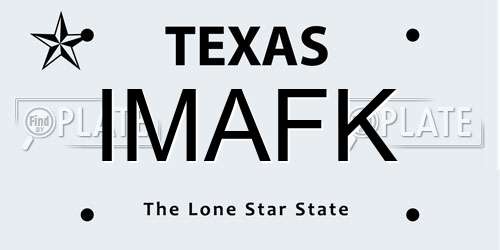 IMAFK Texas License Plate