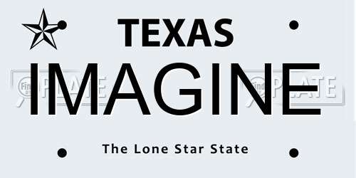 IMAGINE Texas License Plate