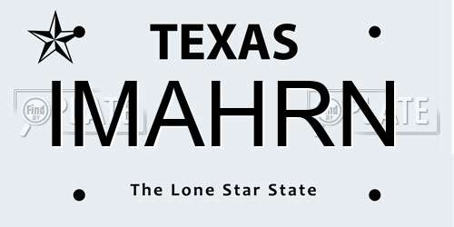 IMAHRN Texas License Plate