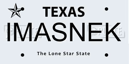IMASNEK Texas License Plate