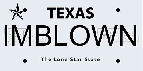 IMBLOWN Texas License Plate