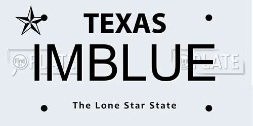 IMBLUE Texas License Plate