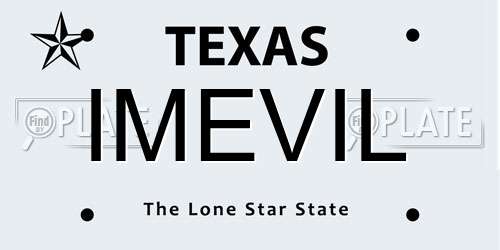 IMEVIL Texas License Plate