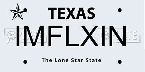 IMFLXIN Texas License Plate