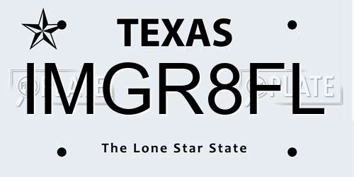 IMGR8FL Texas License Plate