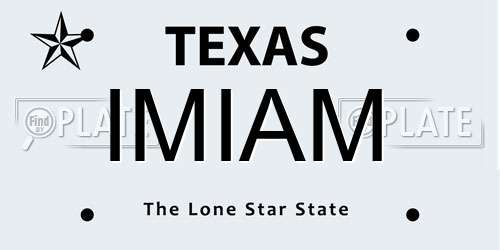 IMIAM Texas License Plate