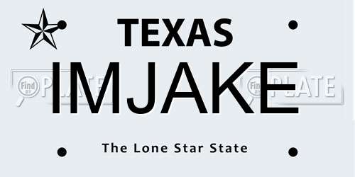 IMJAKE Texas License Plate