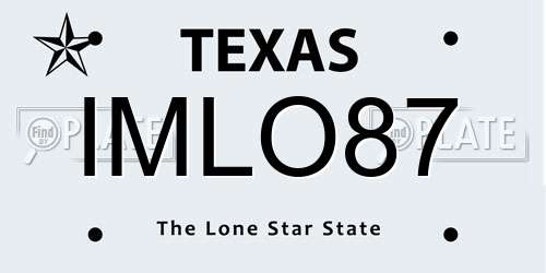 IMLO87 Texas License Plate