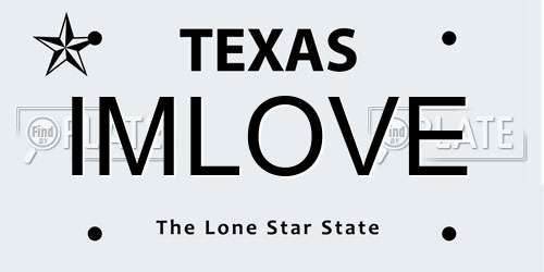 IMLOVE Texas License Plate