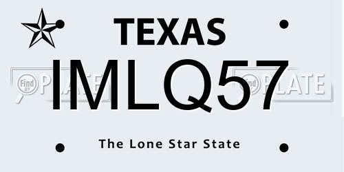 IMLQ57 Texas License Plate