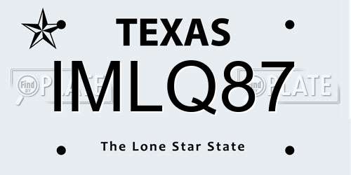 IMLQ87 Texas License Plate