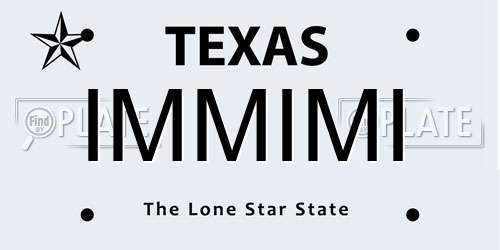 IMMIMI Texas License Plate