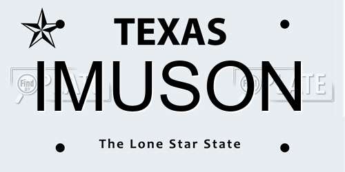 IMUSON Texas License Plate